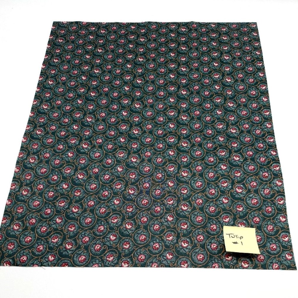 Purple Tulip Hunter Green Fat Quarter Fabric 100% Cotton 18" x 21" Minimum Cut 1 - Picture 6 of 6